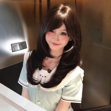 Load image into Gallery viewer, INSTOCK ★Brown Black★ Layered Korean Style Side Bangs Long Hair Wig [Adjustable/Breathable]
