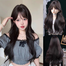 Load image into Gallery viewer, INSTOCK ★BROWN BLACK★ Korean Side Parting / Bangs Wavy Long Hair Wig [Adjustable/Breathable]
