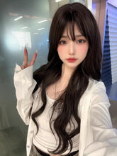 Load image into Gallery viewer, INSTOCK ★BROWN BLACK★ Korean Airy Bangs Wavy Long Hair Wig [Adjustable/Breathable]
