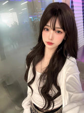 Load image into Gallery viewer, INSTOCK ★BROWN BLACK★ Korean Airy Bangs Wavy Long Hair Wig [Adjustable/Breathable]
