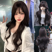 Load image into Gallery viewer, INSTOCK ★BROWN BLACK★ Korean Airy Bangs Wavy Long Hair Wig [Adjustable/Breathable]
