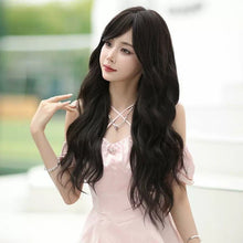 Load image into Gallery viewer, INSTOCK ★BROWN BLACK★ Korean 68cm Side / Mid Parting Natural Long Wavy Curly Hair Wig [Adjustable/Breathable]
