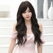 Load image into Gallery viewer, INSTOCK ★BROWN BLACK★ Korean 68cm Side / Mid Parting Natural Long Wavy Curly Hair Wig [Adjustable/Breathable]
