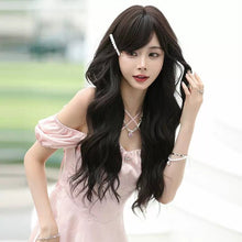 Load image into Gallery viewer, INSTOCK ★BROWN BLACK★ Korean 68cm Side / Mid Parting Natural Long Wavy Curly Hair Wig [Adjustable/Breathable]
