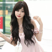 Load image into Gallery viewer, INSTOCK ★BROWN BLACK★ Korean 68cm Side / Mid Parting Natural Long Wavy Curly Hair Wig [Adjustable/Breathable]
