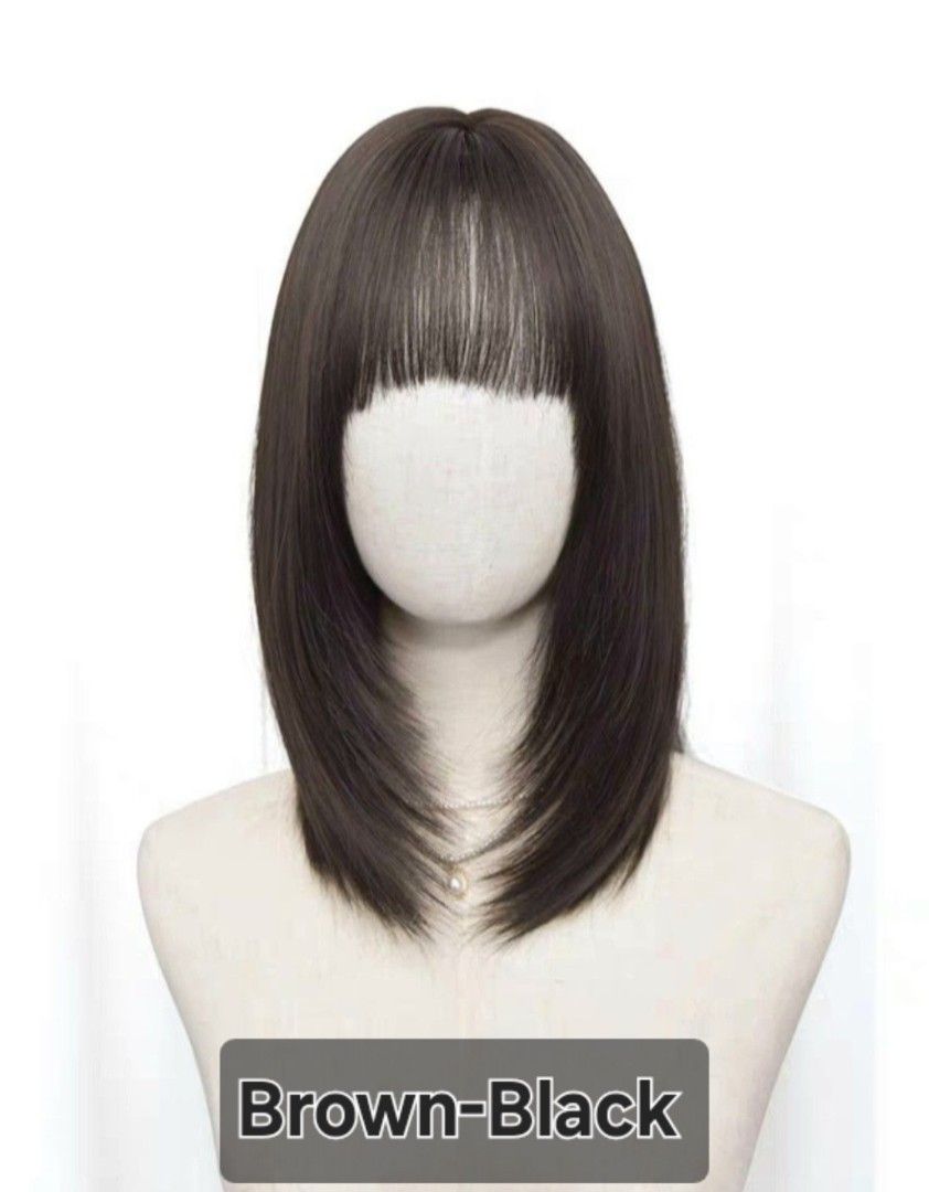 INSTOCK ★BROWN BLACK★ Korean Layered Short Airy Bangs Hair Wig [Adjustable/Breathable]