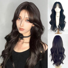 Load image into Gallery viewer, INSTOCK ★BROWN BLACK★  *LACE FRONT* Korean Mid Parting Wavy Curly Long Hair Wig [Adjustable/Breathable]
