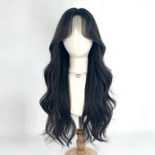 Load image into Gallery viewer, INSTOCK ★BROWN BLACK★  *LACE FRONT* Korean Mid Parting Wavy Curly Long Hair Wig [Adjustable/Breathable]
