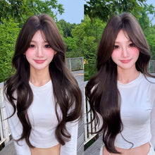 Load image into Gallery viewer, INSTOCK ★Cold Brown★ Korean Wavy Big Curls Mid Parting Fringe Long Hair Wig [Adjustable/Breathable]
