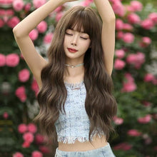 Load image into Gallery viewer, INSTOCK ★COLD BROWN★ Korean 67cm Airy Bangs Natural Long Wavy Curly Hair Wig [Adjustable/Breathable]
