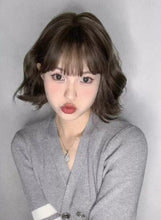 Load image into Gallery viewer, INSTOCK ★COLD BROWN★ Korean Curly Wavy Airy Bangs Short Hair Wig [Adjustable/Breathable]

