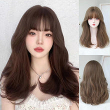 Load image into Gallery viewer, INSTOCK ★HONEY LIGHT BROWN★ Korean Wavy Curly Airy Bangs Wig Natural [Adjustable/Bretheable]
