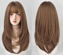 Load image into Gallery viewer, INSTOCK ★HONEY BROWN★ Korean Layered Long Airy Bangs Wig [Adjustable/Breathable]
