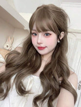 Load image into Gallery viewer, INSTOCK ★HONEY TEA BROWN★ Korean Natural Curly Wavy Airy Bangs Long Hair Wig [Adjustable/Breathable]
