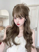 Load image into Gallery viewer, INSTOCK ★HONEY TEA BROWN★ Korean Natural Curly Wavy Airy Bangs Long Hair Wig [Adjustable/Breathable]
