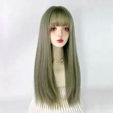 Load image into Gallery viewer, INSTOCK ★ASH GREEN★ Korean Straight Airy Bangs Long Hair Wig [Adjustable/Breathable]
