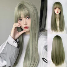 Load image into Gallery viewer, INSTOCK ★ASH GREEN★ Korean Straight Airy Bangs Long Hair Wig [Adjustable/Breathable]
