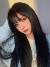 Load image into Gallery viewer, INSTOCK ★BROWN-BLACK (BLACK)★ Korean Natural Straight Airy Bangs Long Hair Wig [Adjustable/Breathable]
