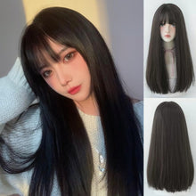 Load image into Gallery viewer, INSTOCK ★BROWN-BLACK (BLACK)★ Korean Natural Straight Airy Bangs Long Hair Wig [Adjustable/Breathable]
