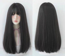 Load image into Gallery viewer, INSTOCK ★BROWN-BLACK (BLACK)★ Korean Natural Straight Airy Bangs Long Hair Wig [Adjustable/Breathable]
