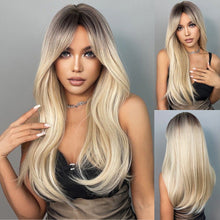 Load image into Gallery viewer, INSTOCK ★BLACK-BLONDE★ Korean Mid Center Parting Straight Long Hair Wig [Adjustable/Breathable]
