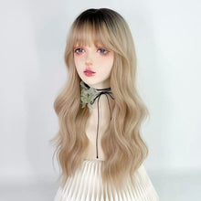 Load image into Gallery viewer, INSTOCK ★BLONDE★ Korean Blonde Wavy Curly Airy Bangs Long Hair Wig [Adjustable/Breathable]
