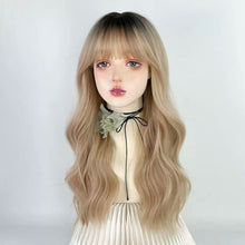 Load image into Gallery viewer, INSTOCK ★BLONDE★ Korean Blonde Wavy Curly Airy Bangs Long Hair Wig [Adjustable/Breathable]
