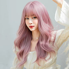 Load image into Gallery viewer, INSTOCK ★PINK★ Korean Style Wavy Curly Airy Bangs Long Hair Wig [Adjustable/Breathable]
