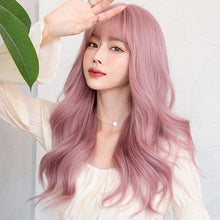 Load image into Gallery viewer, INSTOCK ★PINK★ Korean Style Wavy Curly Airy Bangs Long Hair Wig [Adjustable/Breathable]
