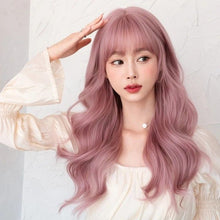 Load image into Gallery viewer, INSTOCK ★PINK★ Korean Style Wavy Curly Airy Bangs Long Hair Wig [Adjustable/Breathable]
