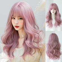 Load image into Gallery viewer, INSTOCK ★PINK★ Korean Style Wavy Curly Airy Bangs Long Hair Wig [Adjustable/Breathable]

