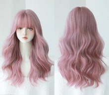 Load image into Gallery viewer, INSTOCK ★PINK★ Korean Style Wavy Curly Airy Bangs Long Hair Wig [Adjustable/Breathable]
