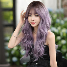 Load image into Gallery viewer, INSTOCK ★PURPLE GRADIENT★Korean Wavy Curly Airy Bangs Long Hair Wig [Adjustable/Breathable]
