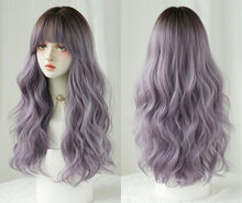 Load image into Gallery viewer, INSTOCK ★PURPLE GRADIENT★Korean Wavy Curly Airy Bangs Long Hair Wig [Adjustable/Breathable]
