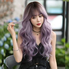 Load image into Gallery viewer, INSTOCK ★PURPLE GRADIENT★Korean Wavy Curly Airy Bangs Long Hair Wig [Adjustable/Breathable]
