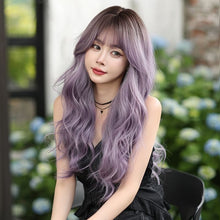 Load image into Gallery viewer, INSTOCK ★PURPLE GRADIENT★Korean Wavy Curly Airy Bangs Long Hair Wig [Adjustable/Breathable]
