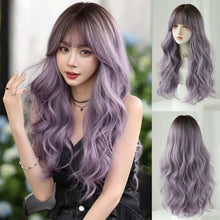 Load image into Gallery viewer, INSTOCK ★PURPLE GRADIENT★Korean Wavy Curly Airy Bangs Long Hair Wig [Adjustable/Breathable]
