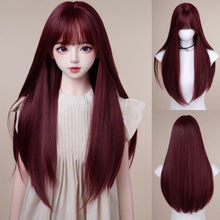 Load image into Gallery viewer, INSTOCK ★RED★ Korean Straight Airy Bangs Long Hair Wig [Adjustable/Breathable]

