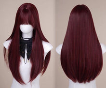 Load image into Gallery viewer, INSTOCK ★RED★ Korean Straight Airy Bangs Long Hair Wig [Adjustable/Breathable]
