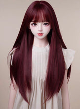 Load image into Gallery viewer, INSTOCK ★RED★ Korean Straight Airy Bangs Long Hair Wig [Adjustable/Breathable]
