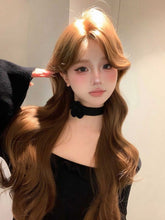 Load image into Gallery viewer, INSTOCK ★Brown★  *LACE FRONT* Korean Mid Parting / Curtain Bangs Wavy Long Hair Wig [Adjustable / Breathable]

