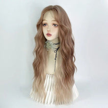 Load image into Gallery viewer, INSTOCK ★Gold Brown Blonde Highlights★  *LACE FRONT* Korean Mid Parting / Curtain Bangs Wavy Long Hair Wig [Adjustable / Breathable]
