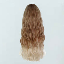 Load image into Gallery viewer, INSTOCK ★Gold Brown Blonde Highlights★  *LACE FRONT* Korean Mid Parting / Curtain Bangs Wavy Long Hair Wig [Adjustable / Breathable]
