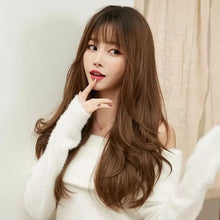 Load image into Gallery viewer, INSTOCK ★LIGHT BROWN★ Korean Natural Wavy Curly Airy Bangs Long Hair Wig [Adjustable/Breathable]
