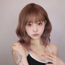 Load image into Gallery viewer, INSTOCK ★PINK GRADIENT★ Korean Airy Bangs Wavy Short Hair / Cosplay Wig [Adjustable / Breatheable]
