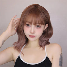 Load image into Gallery viewer, INSTOCK ★PINK GRADIENT★ Korean Airy Bangs Wavy Short Hair / Cosplay Wig [Adjustable / Breatheable]
