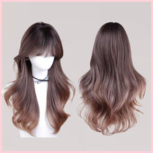 Load image into Gallery viewer, INSTOCK ★PINK GRADIENT★ Korean Wig Wavy Curly Airy Bangs Long Hair [Adjustable/Breathable]
