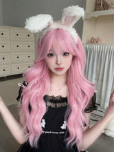 Load image into Gallery viewer, INSTOCK ★PINK★ Korean Wavy Curly Airy Bangs Long Cosplay Hair Wig [Adjustable/Breathable]
