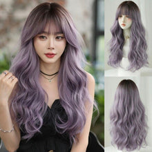 Load image into Gallery viewer, INSTOCK ★PURPLE GRADIENT★Korean Wavy Curly Airy Bangs Long Hair Wig [Adjustable/Breathable]
