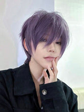 Load image into Gallery viewer, INSTOCK ★PURPLE★ Men Korean Style Bangs Short Hair Wig Cosplay [Adjustable/Breathable]
